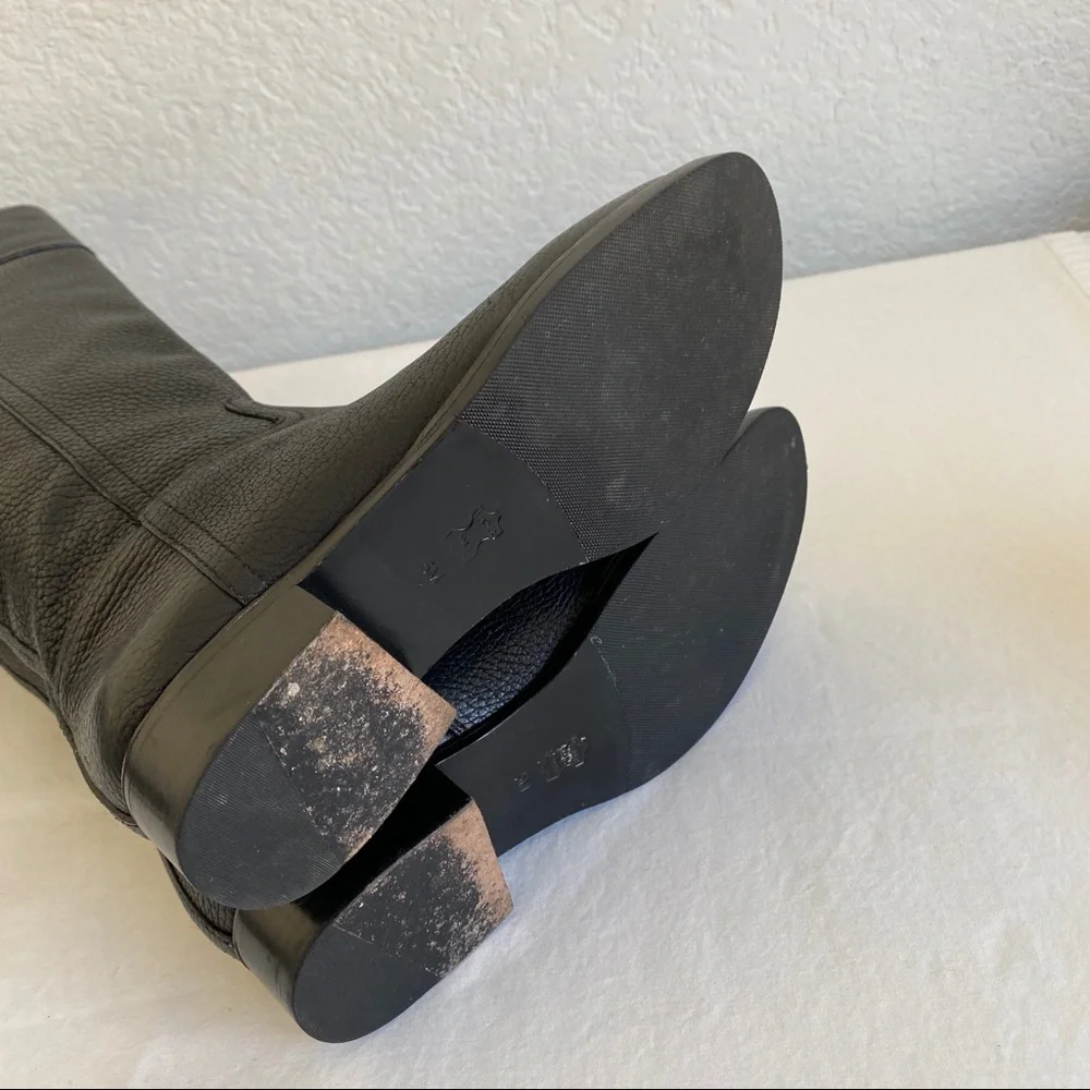 Tory Burch Kiernan logo Riding Leather Boots Black